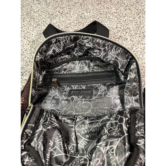 Betsey Johnson NYC Women's Brown Backpack Gold Accents Star Stripe Design - Picture 9 of 13